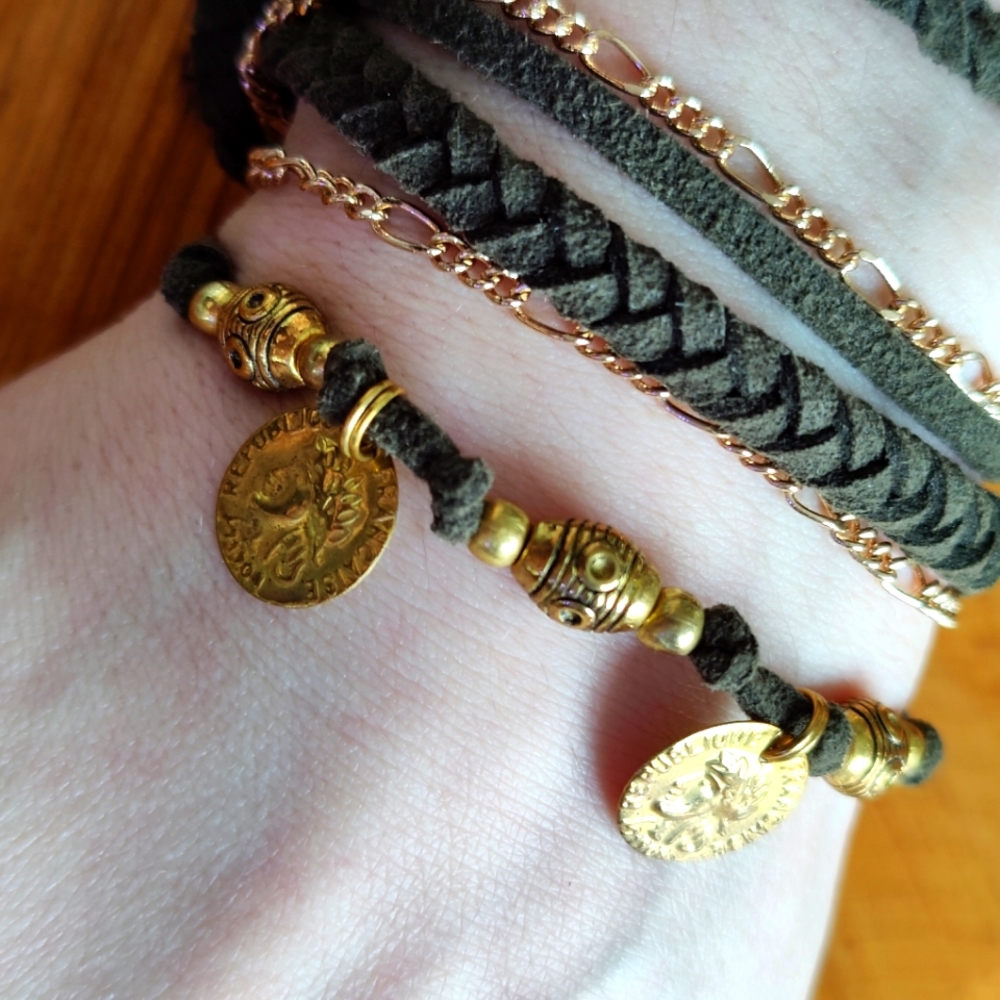Green & Gold Wrap Bracelet